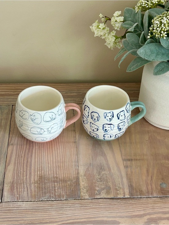 Anthropologie Other - Anthropologie (Leah Goren) Dog & Cat Motif Stoneware Mug Set 🐾 🆕